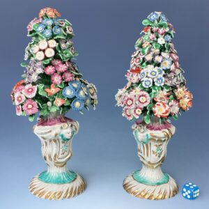 Pair of C18th Bow Porcelain Rococo Flower vases, c1765