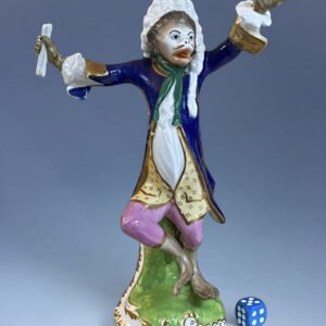 Rare Staffordshire Porcelain Monkey Band Figure - The Conductor