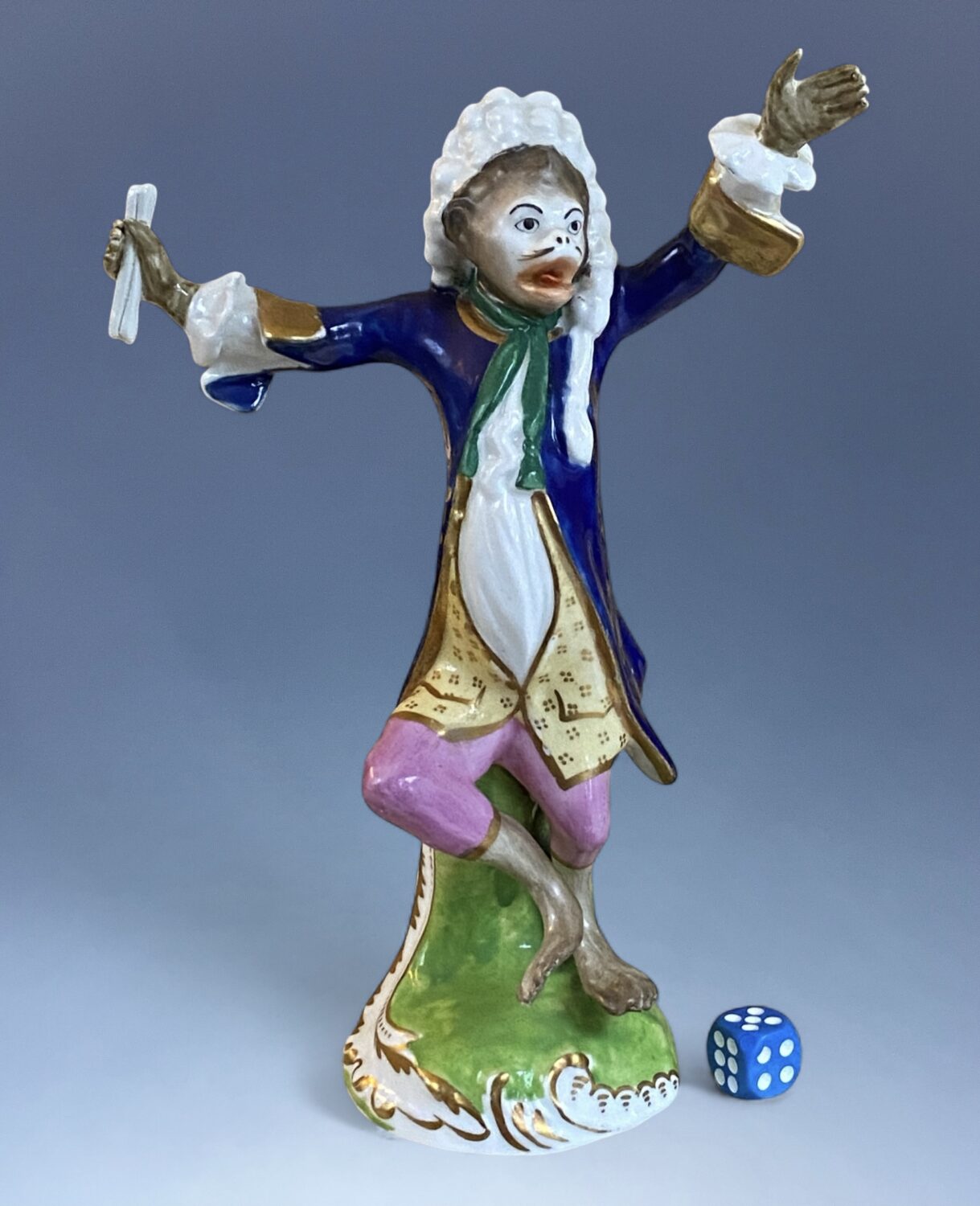 Rare Staffordshire Porcelain Monkey Band Figure - The Conductor