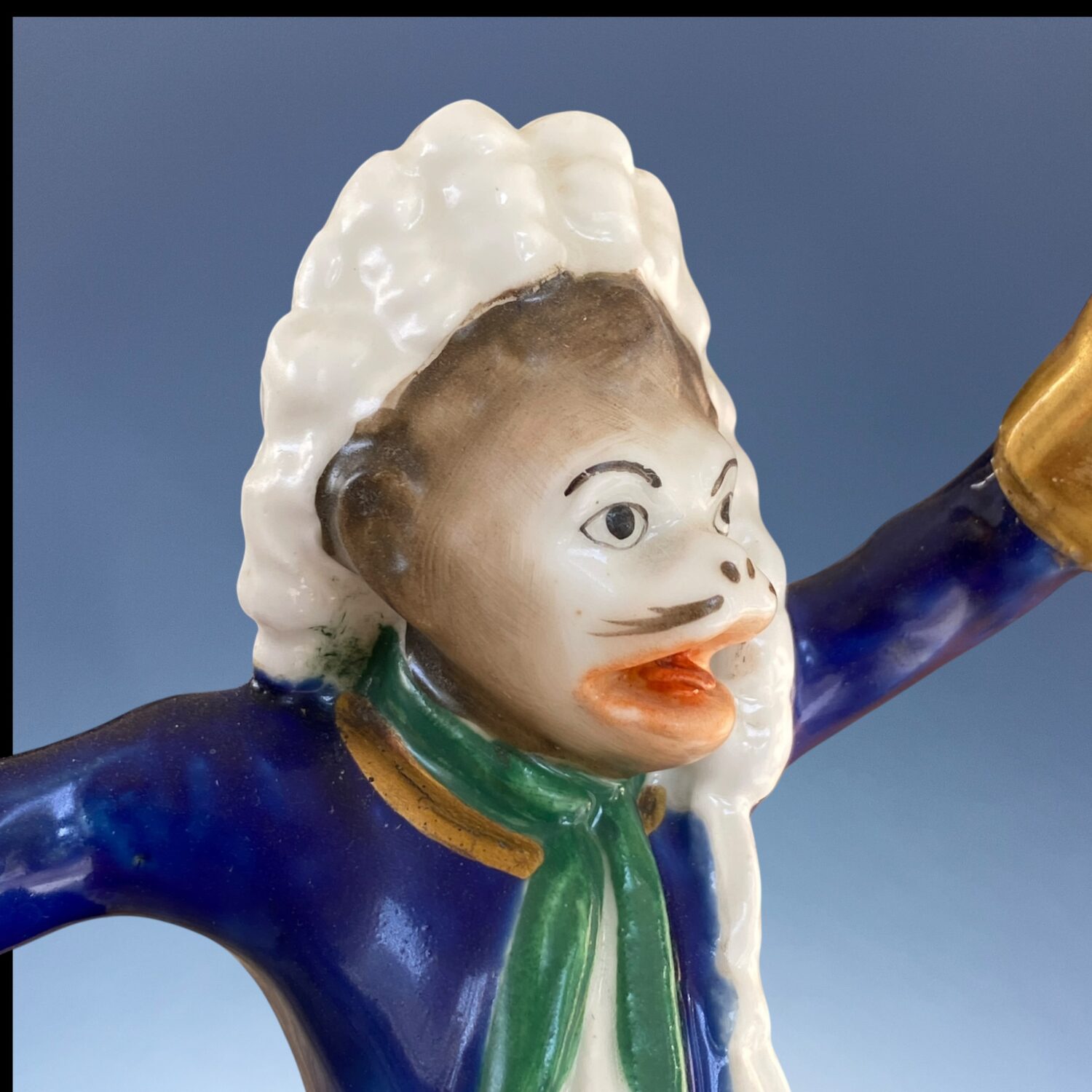 Rare Staffordshire Porcelain Monkey Band Figure - The Conductor - Image 3