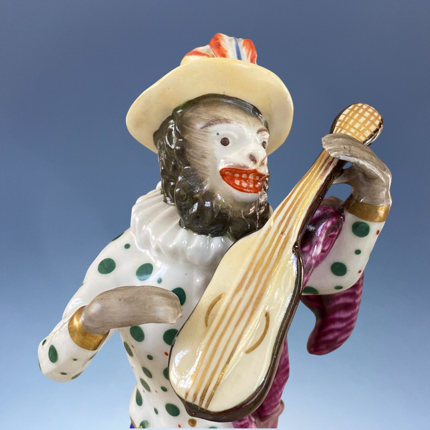 Pair of Rare Staffordshire Porcelain Monkey Band Figures - Drummer & Guitarist - Image 8