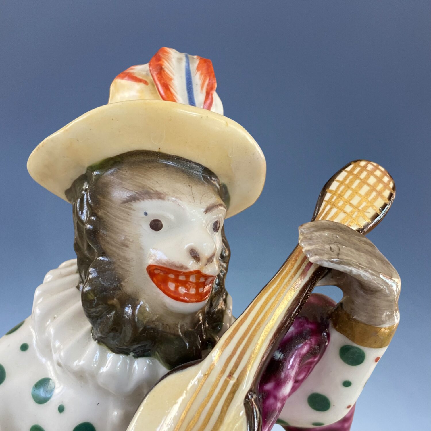 Pair of Rare Staffordshire Porcelain Monkey Band Figures - Drummer & Guitarist - Image 5