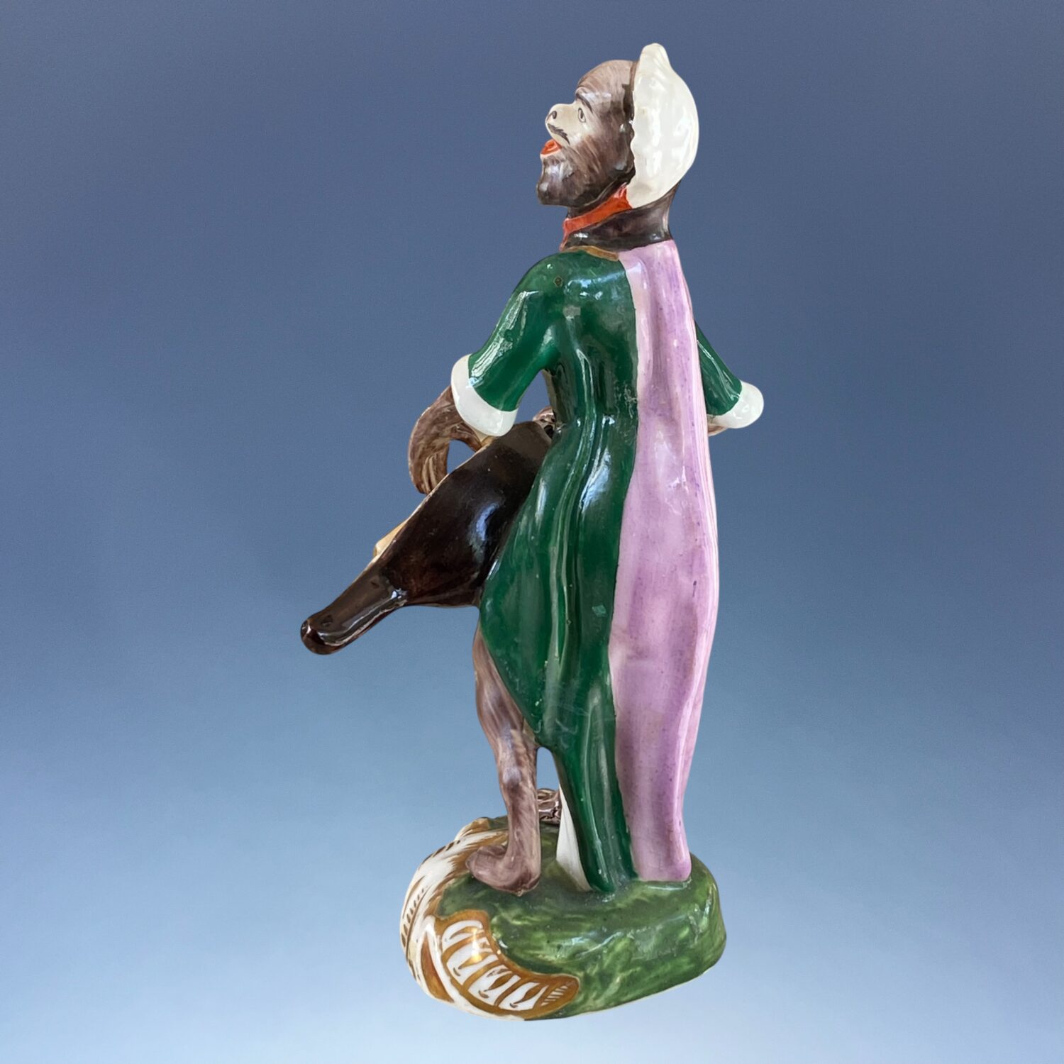 Rare Staffordshire Porcelain Monkey Band Figure - The Hurdy Gurdy Player - Image 4