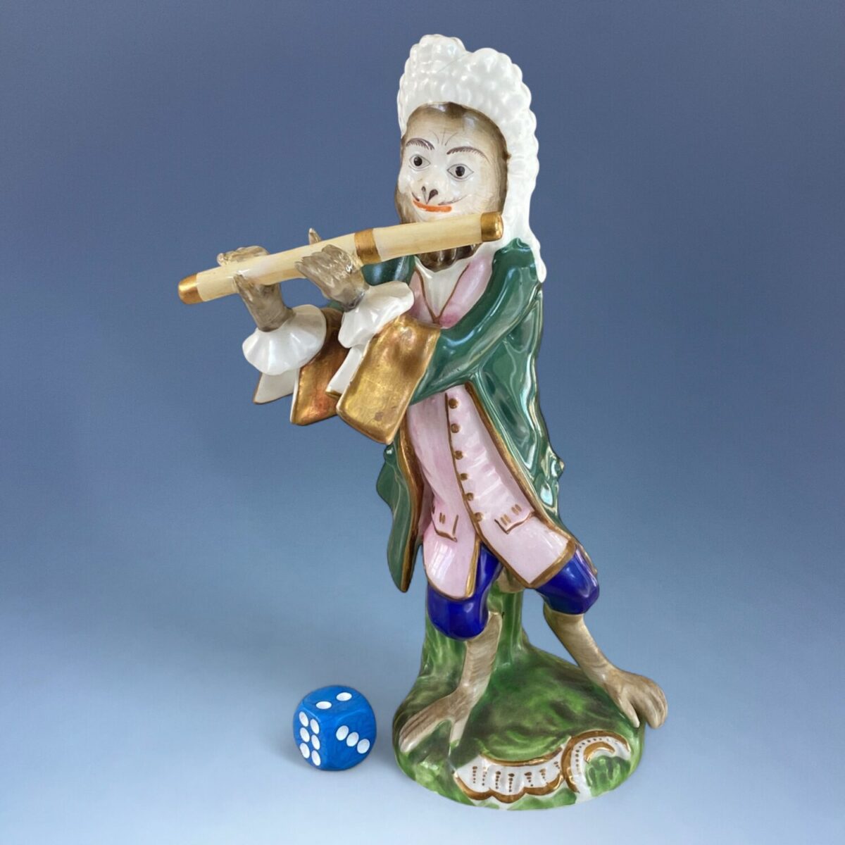 Rare Staffordshire Porcelain Monkey Band Figure – The Flautist