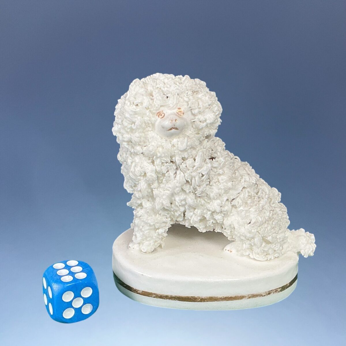 C19th Staffordshire Porcelain – Seated Unclipped Poodle