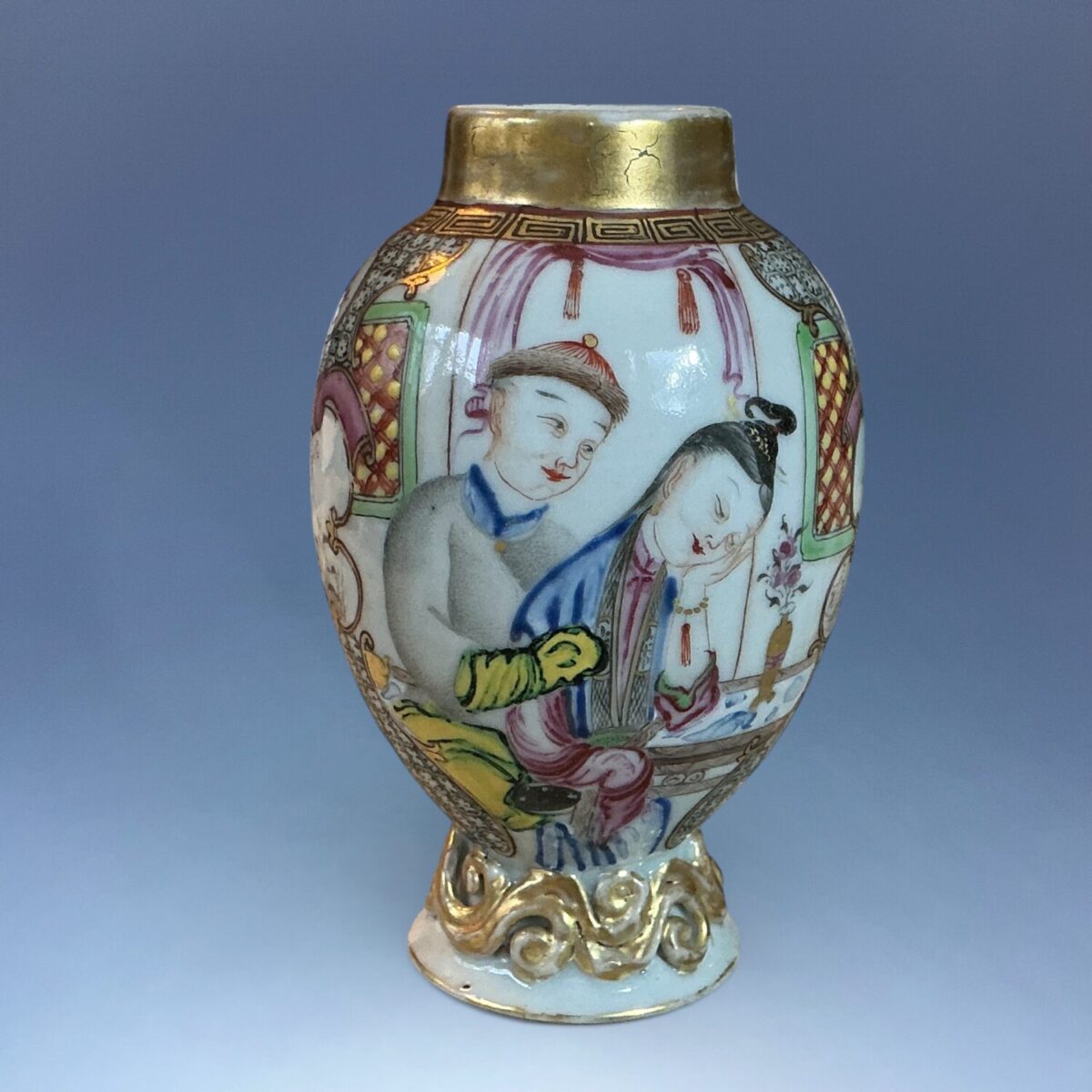 C18th Chinese Export Porcelain Tea Caddy