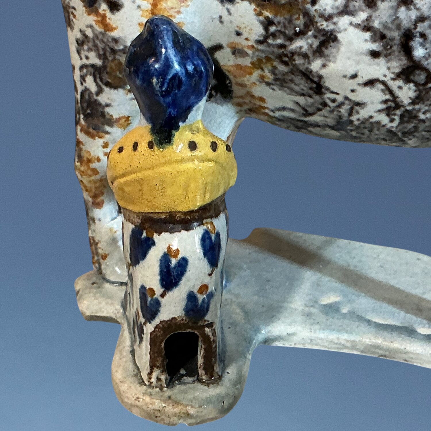 Early Staffordshire ‘Pratt Ware’ Cow Creamer with Milkmaid. - Image 4