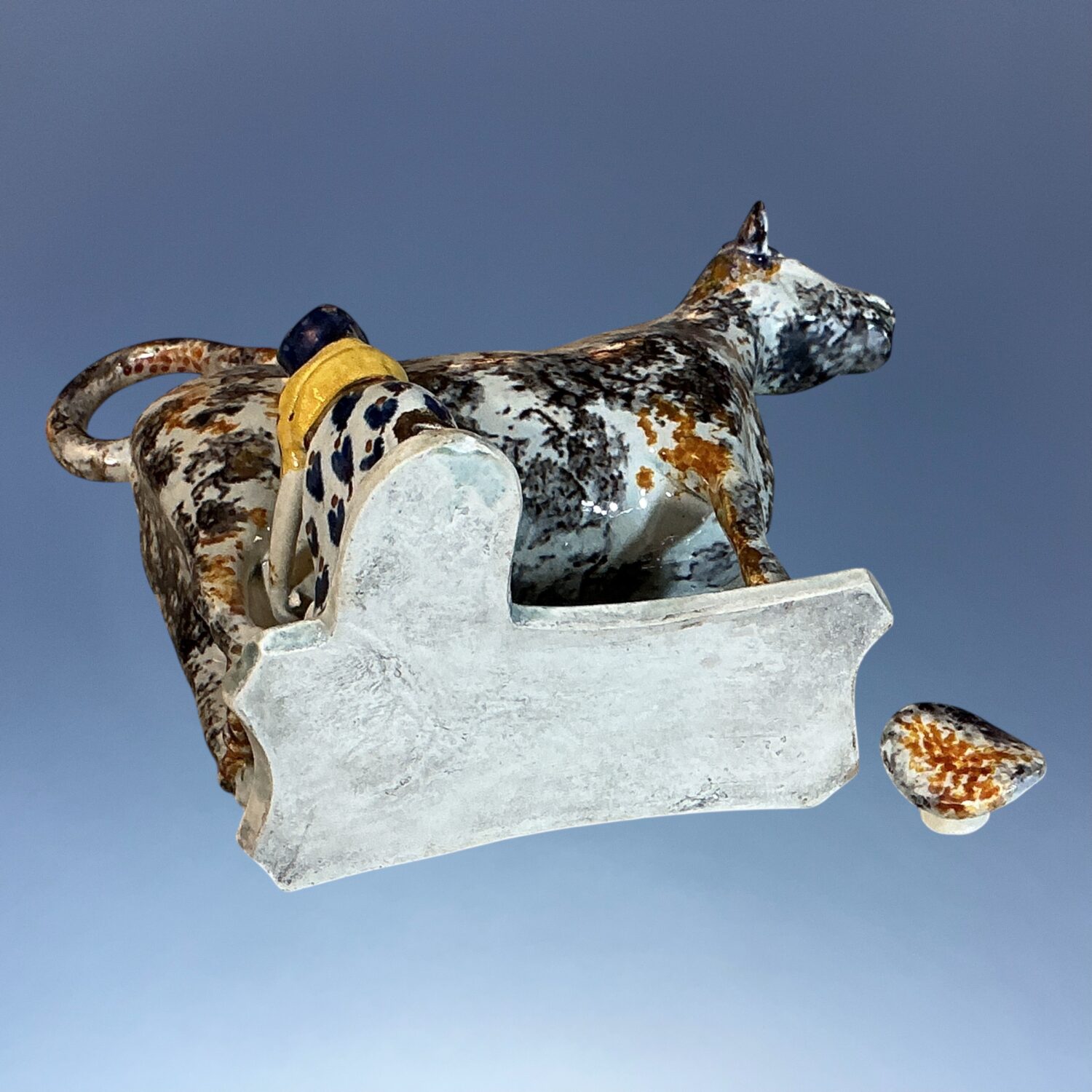 Early Staffordshire ‘Pratt Ware’ Cow Creamer with Milkmaid. - Image 6