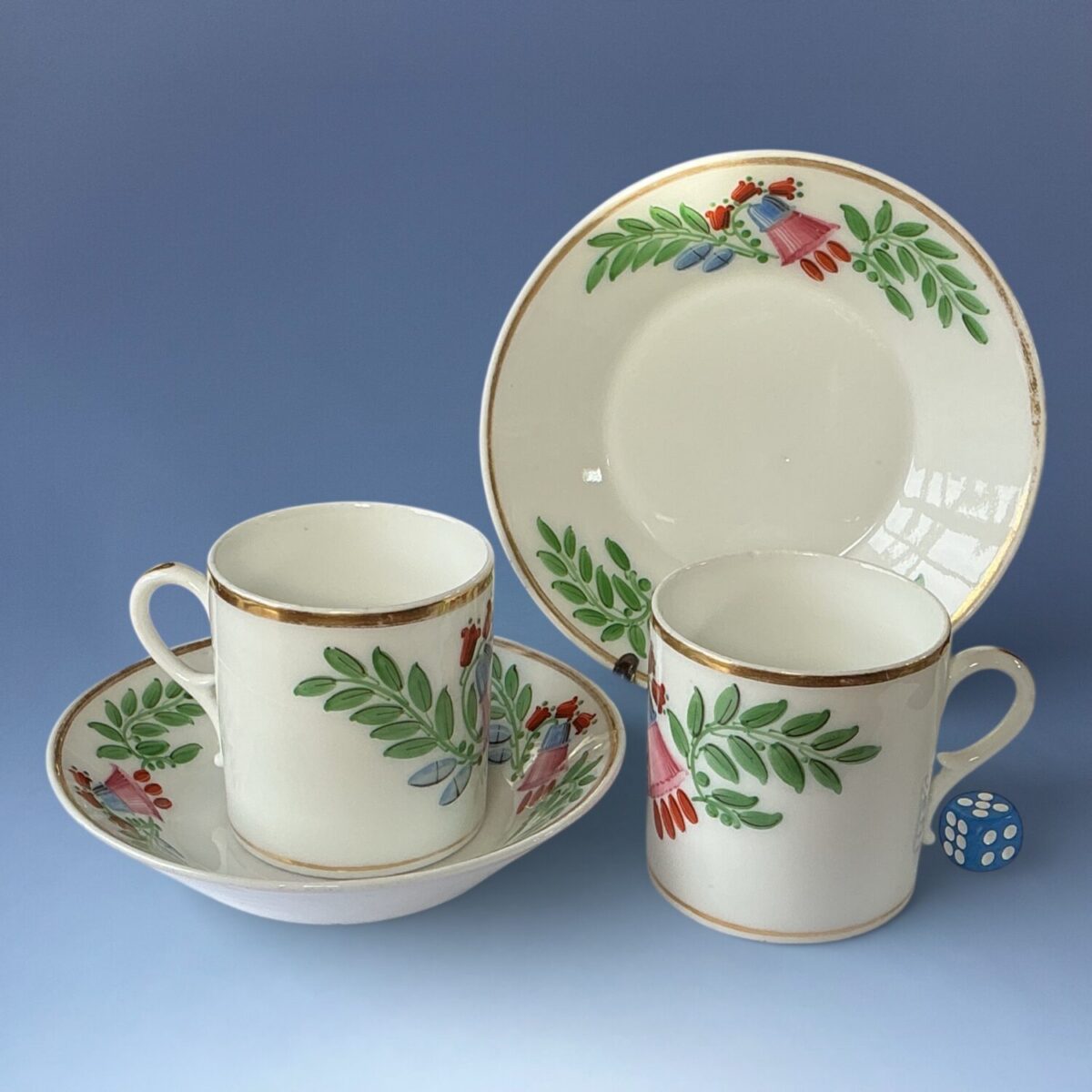 Pair of C19th Paris Porcelain Coffee Cans & Saucers