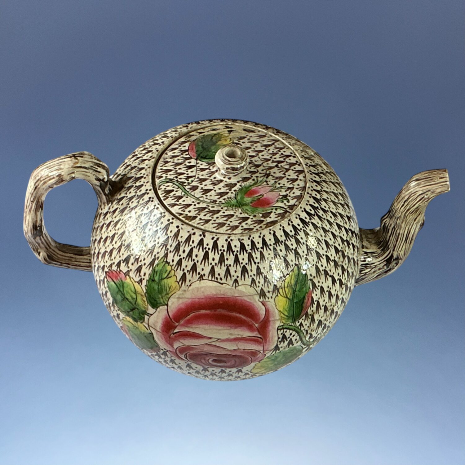 C18th English Saltglaze Teapot - Ermine Ground (r) - Image 2