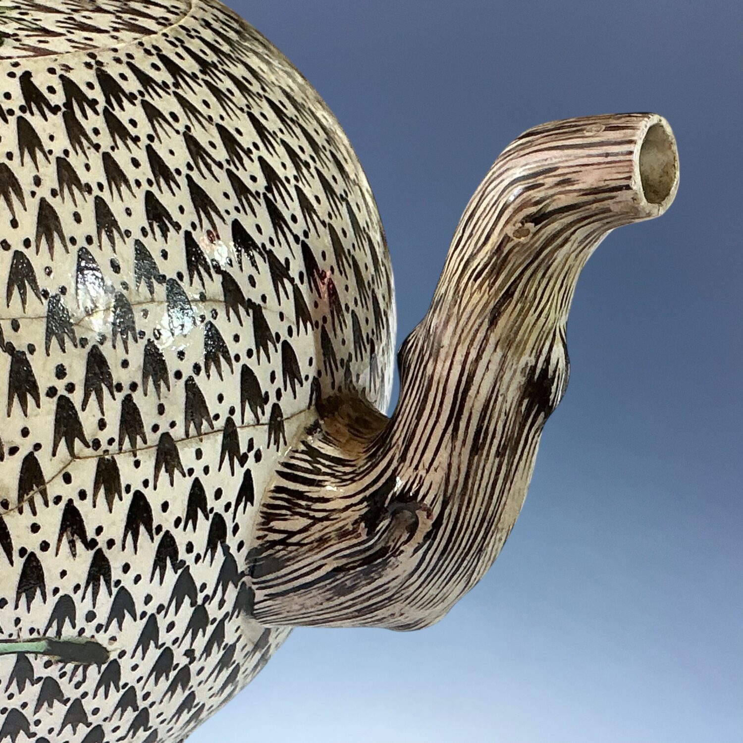 C18th English Saltglaze Teapot - Ermine Ground (r) - Image 3