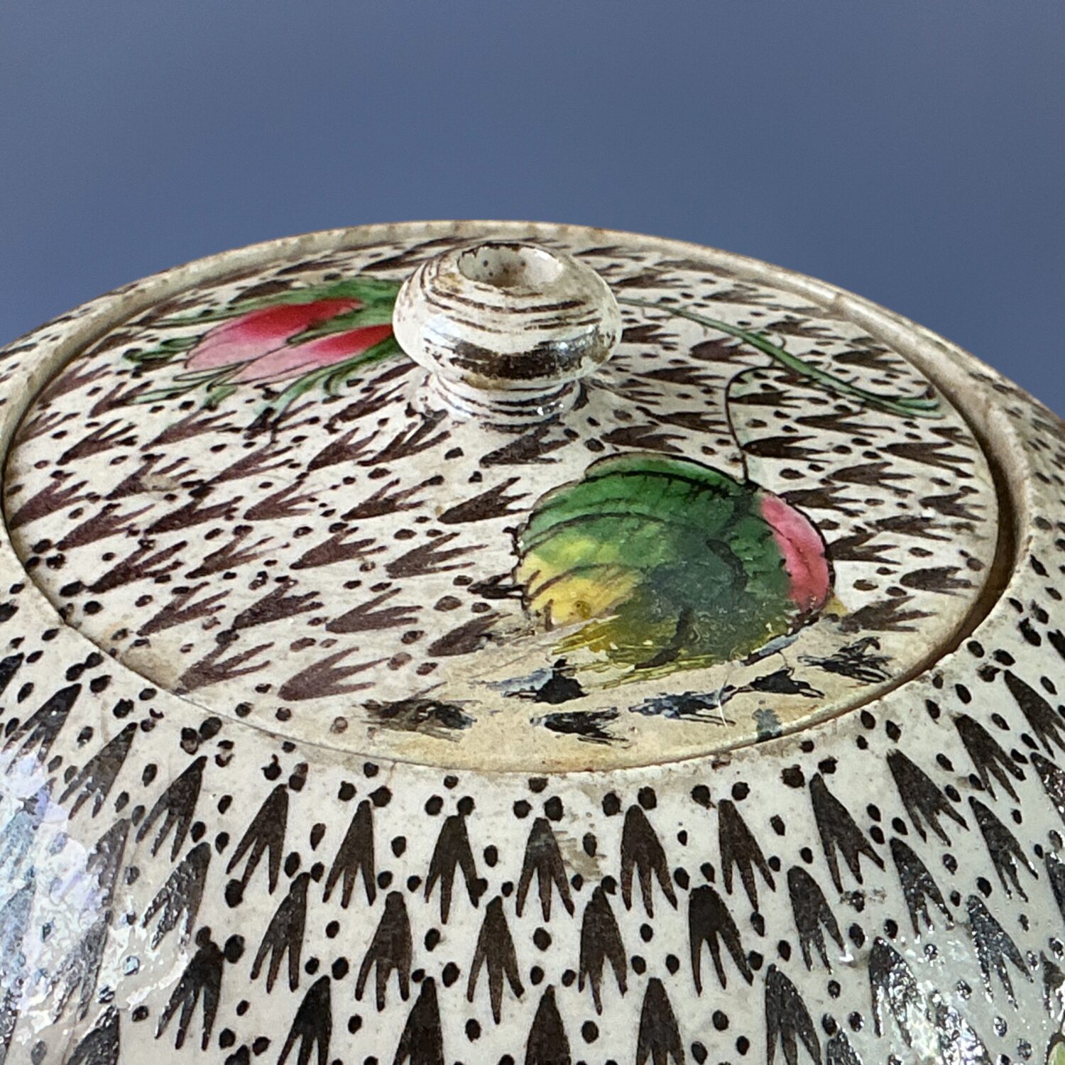 C18th English Saltglaze Teapot - Ermine Ground (r) - Image 5