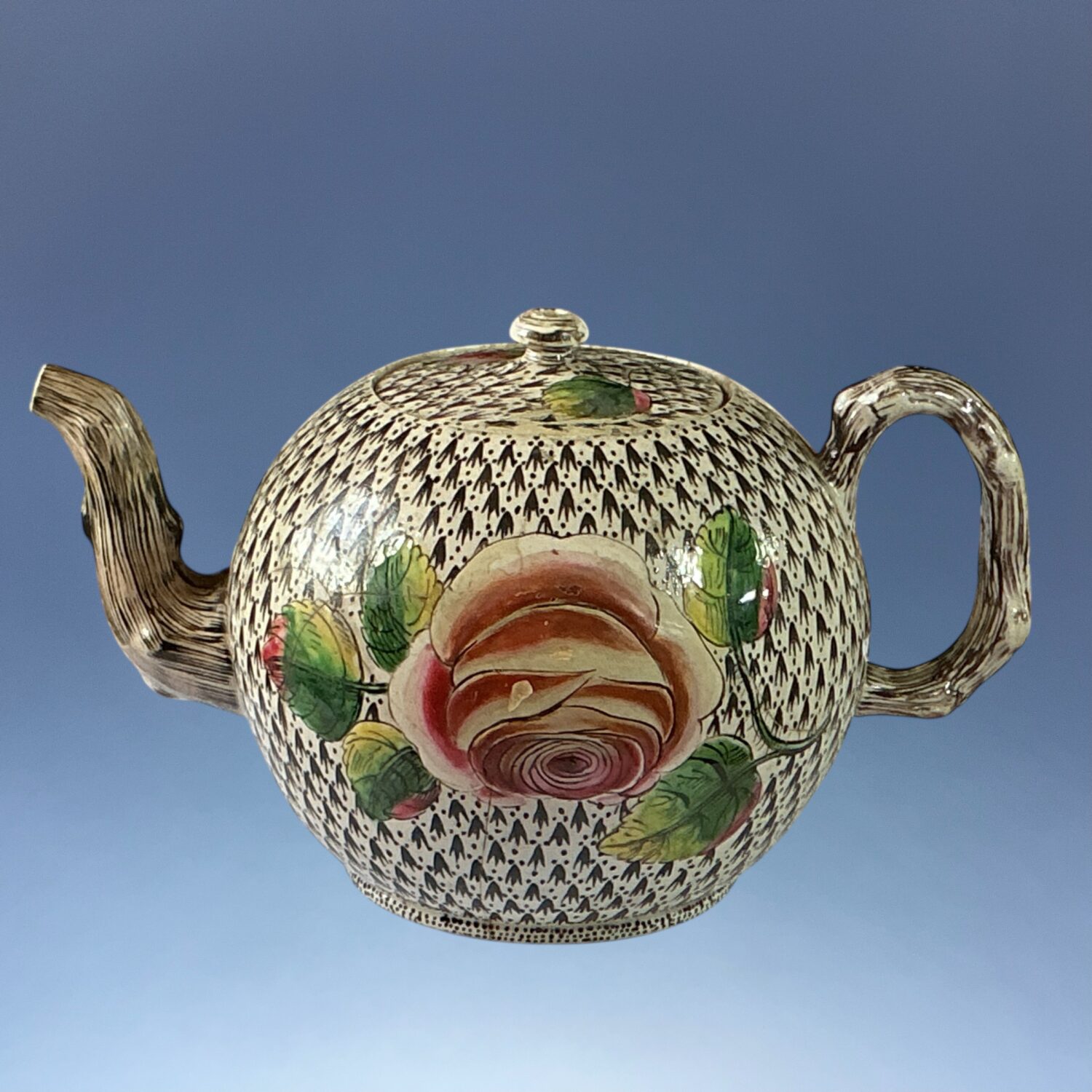 C18th English Saltglaze Teapot - Ermine Ground (r) - Image 7