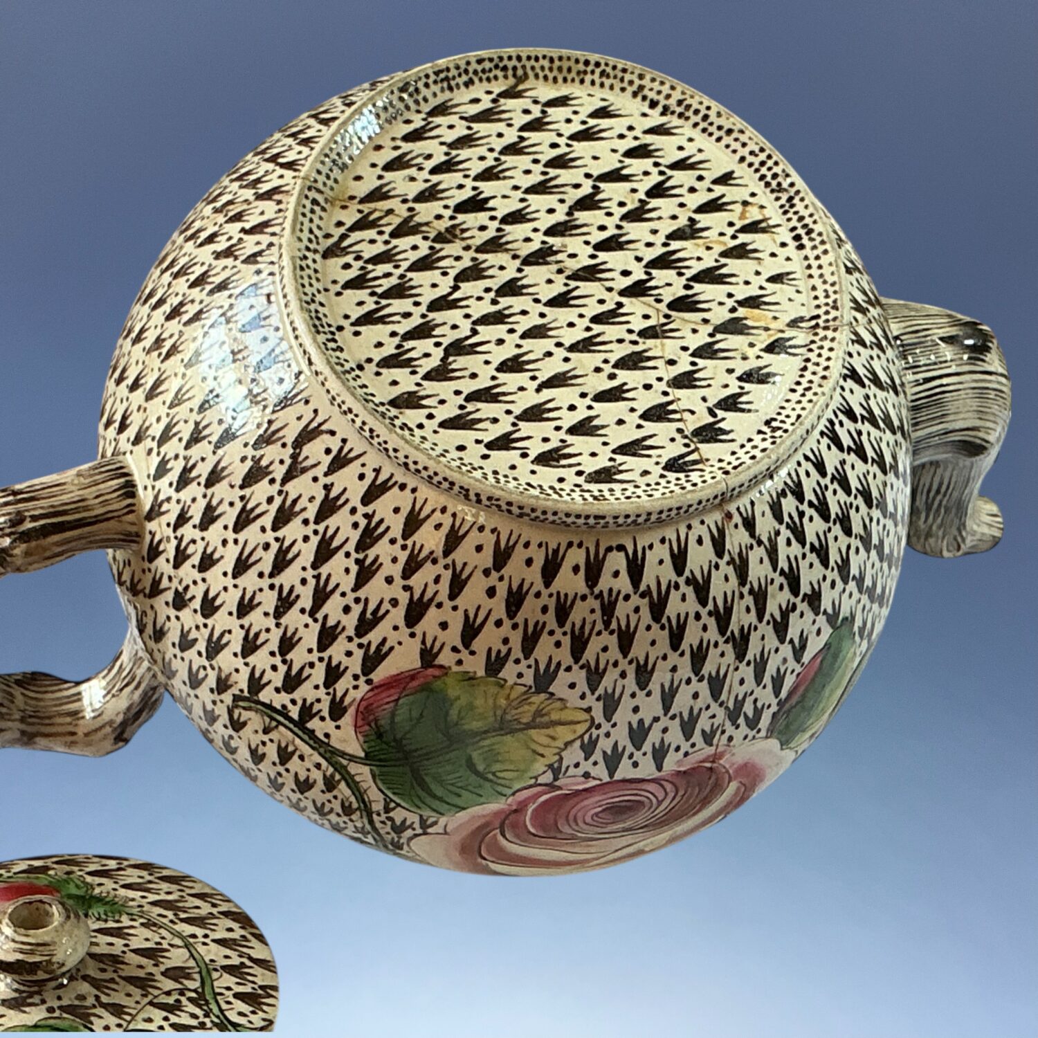 C18th English Saltglaze Teapot - Ermine Ground (r) - Image 10