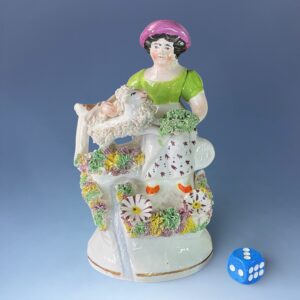 C19th Staffordshire Figure of a Girl with a Goat.