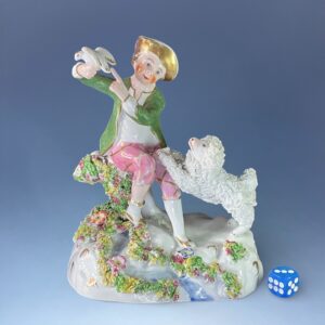 C19th Staffordshire Porcelain Figure- Boy with a Poodle