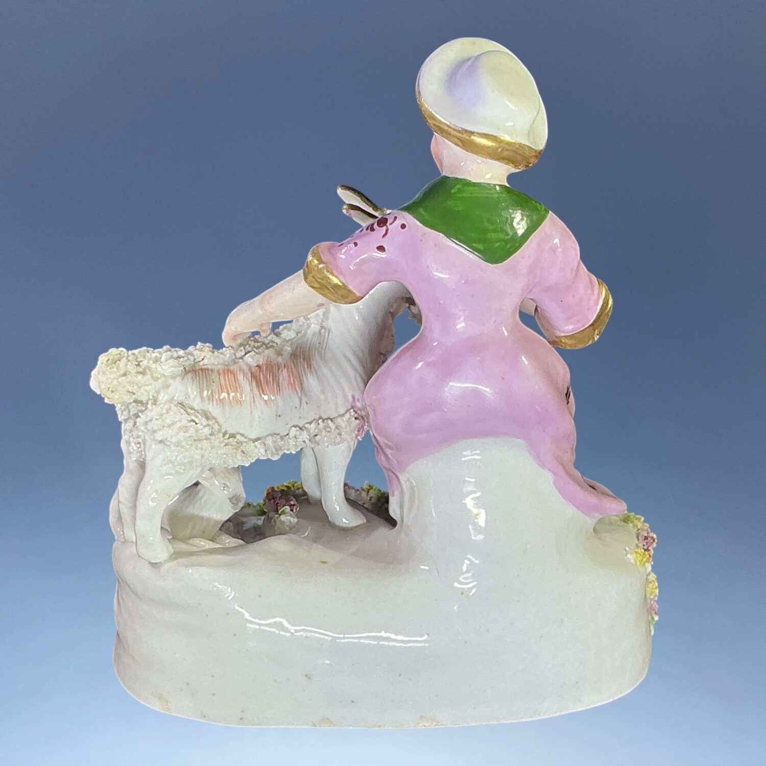C19th Staffordshire Porcelain Figure of a Girl with a Goat. - Image 3