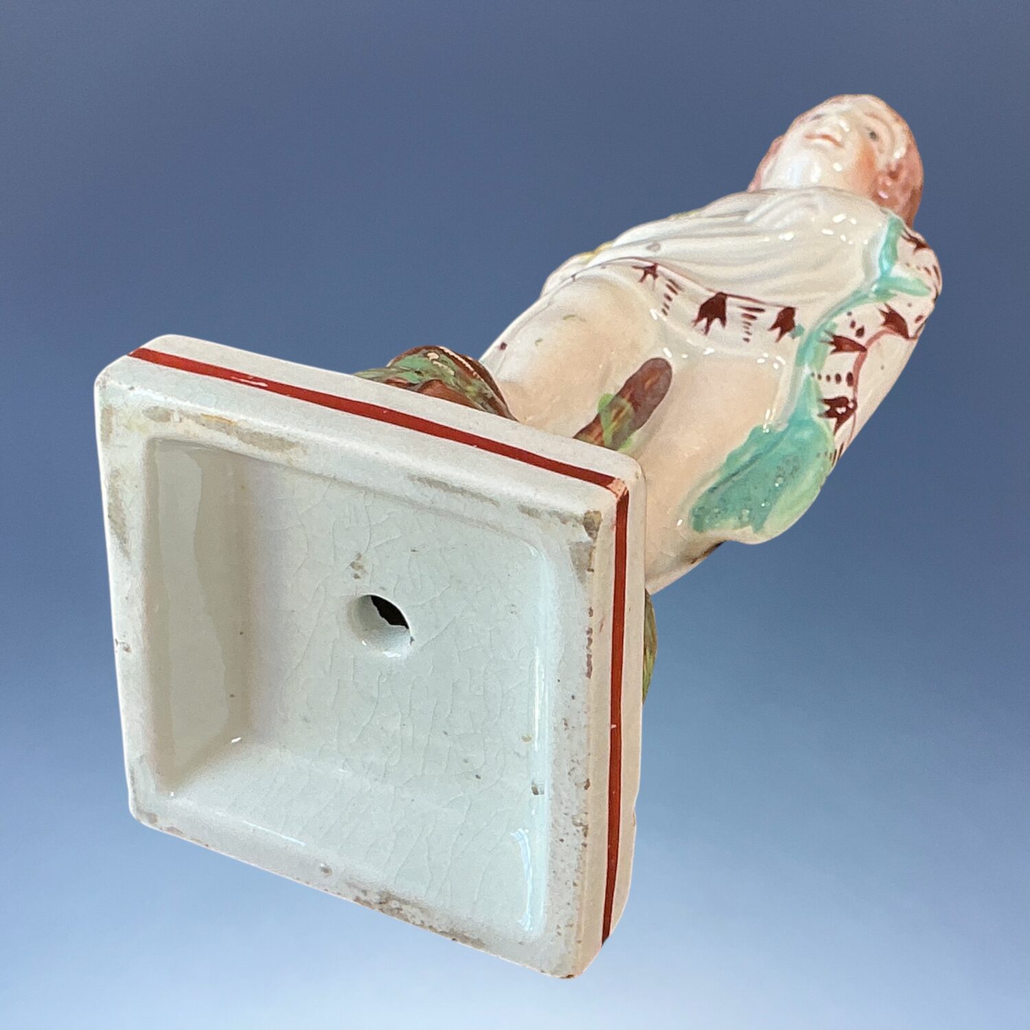 Early Staffordshire Small Figure of a Boy Holding a Cockerel. - Image 6