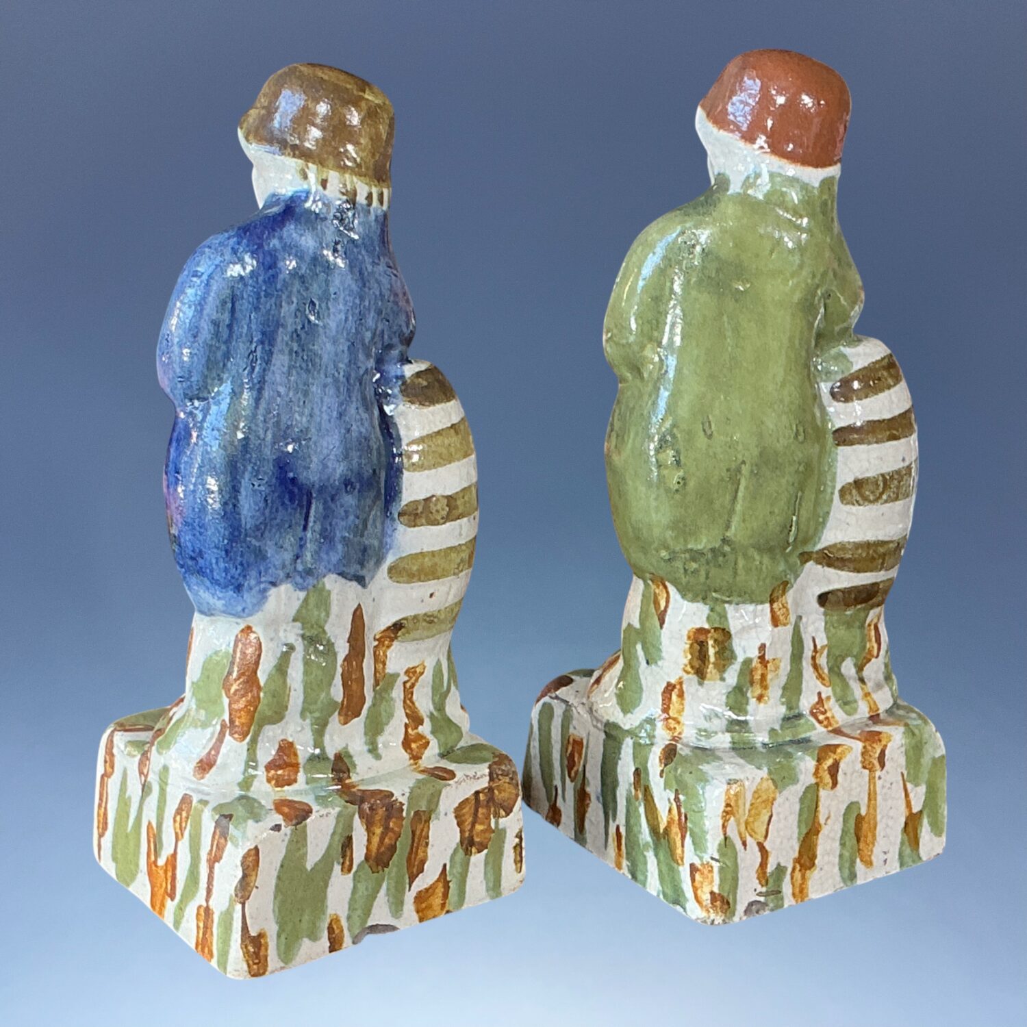 Pair of Early Staffordshire - Pratt Ware Figures of Boys Leaning on Barrels - Image 6