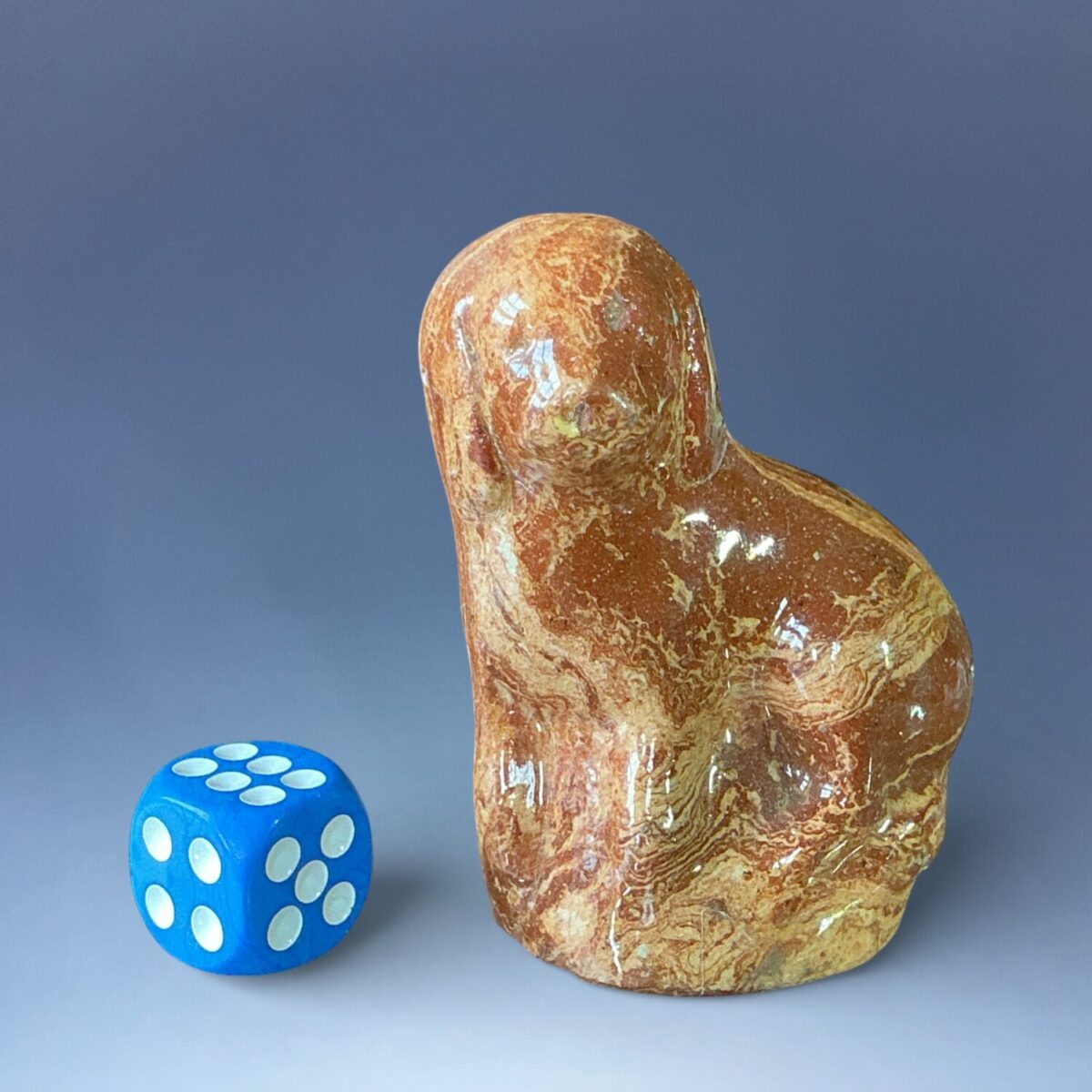 (Clearance) C19th ‘Solid Agate’ PotterySeated Dog