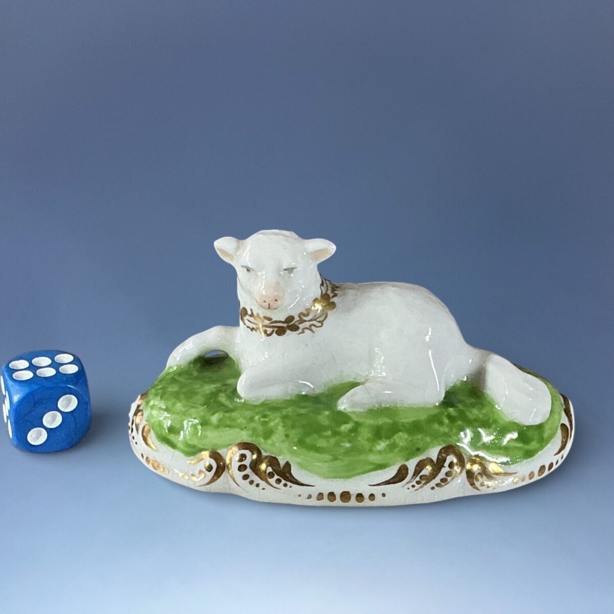 Old Crown Derby Porcelain Model of a Lamb.