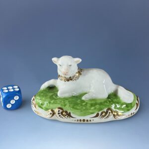 Old Crown Derby Porcelain Model of a Lamb.