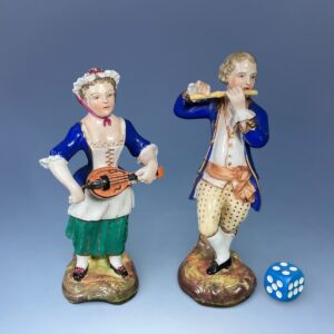 Fine pair of Staffordshire Porcelain Musician Figures.