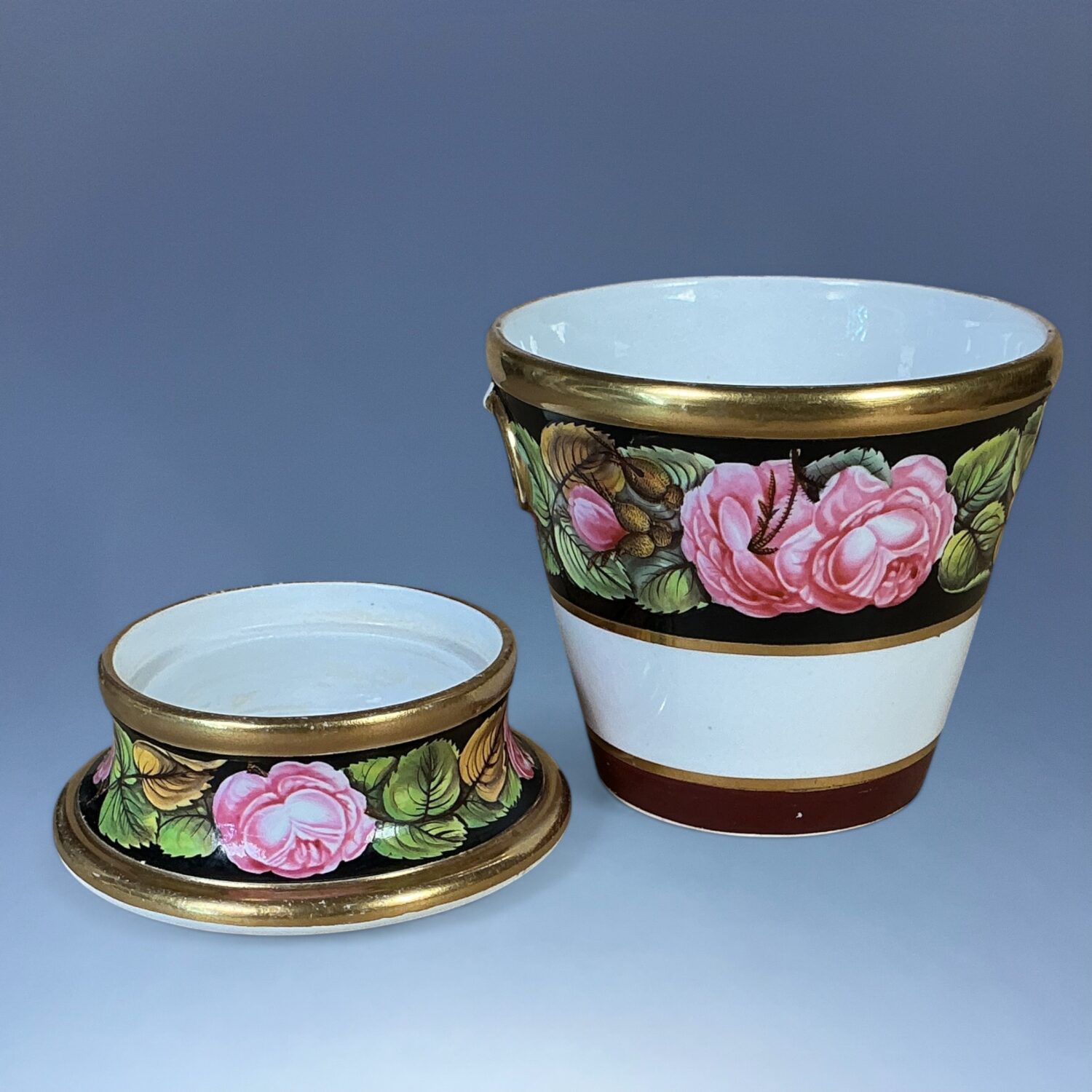 Early Spode Porcelain Cache Pot and Stand. - Image 2