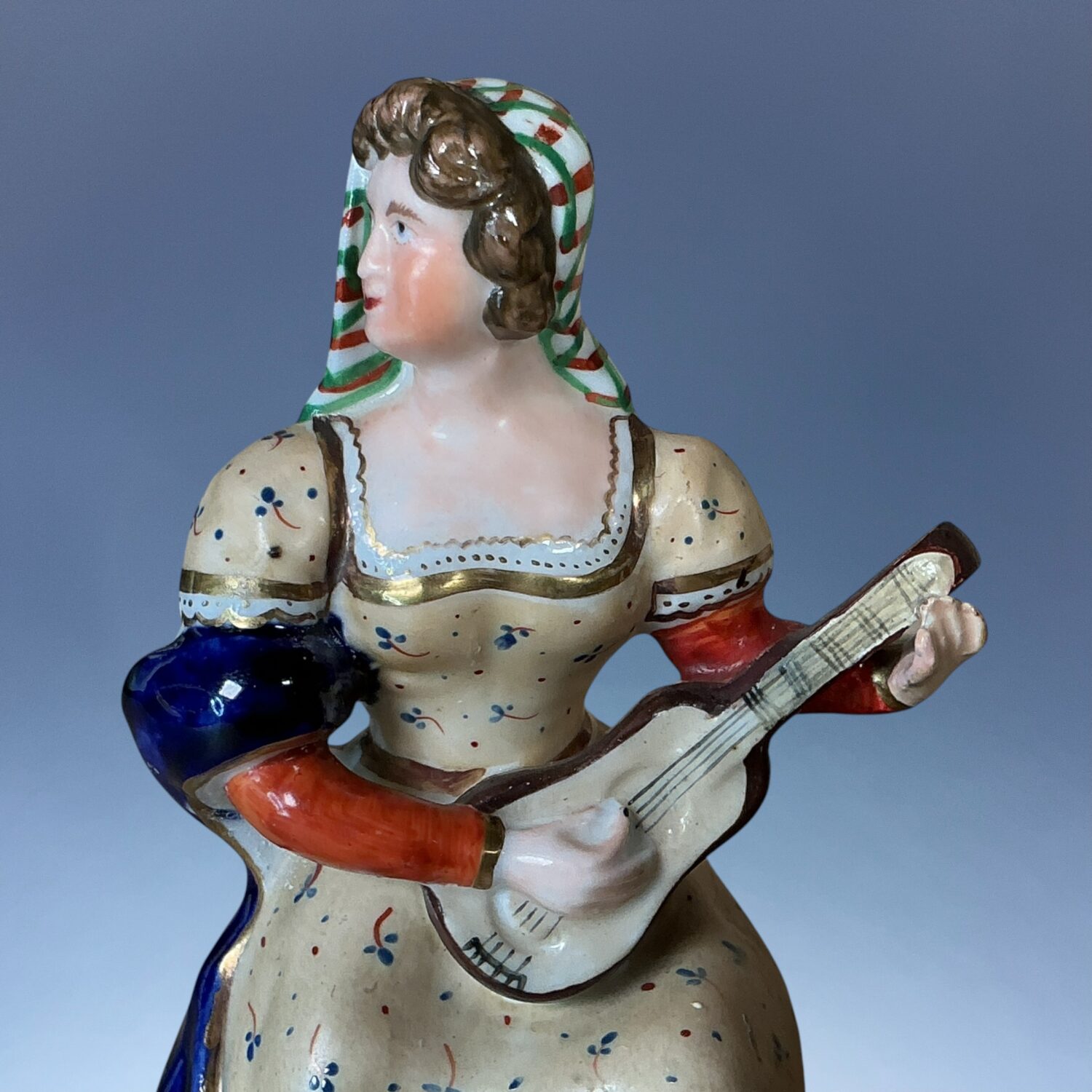Staffordshire Porcelain Figure of a Female Guitar Player. - Image 2