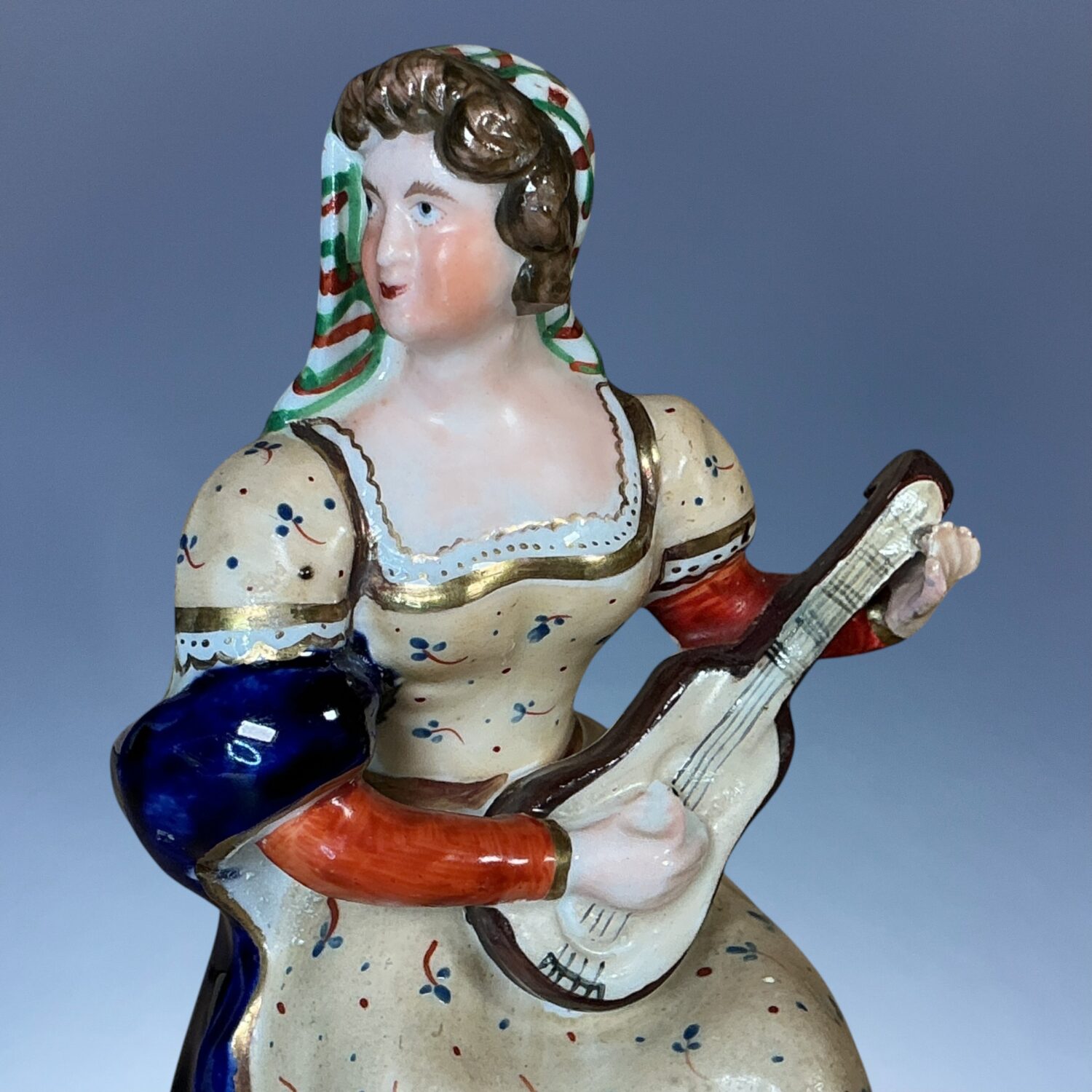 Staffordshire Porcelain Figure of a Female Guitar Player. - Image 3