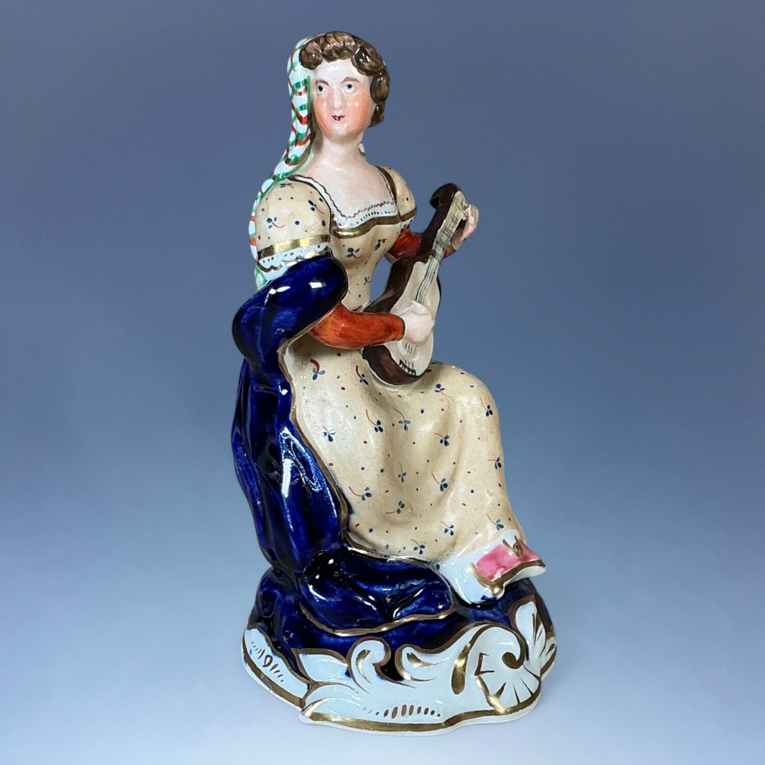 Staffordshire Porcelain Figure of a Female Guitar Player. - Image 4