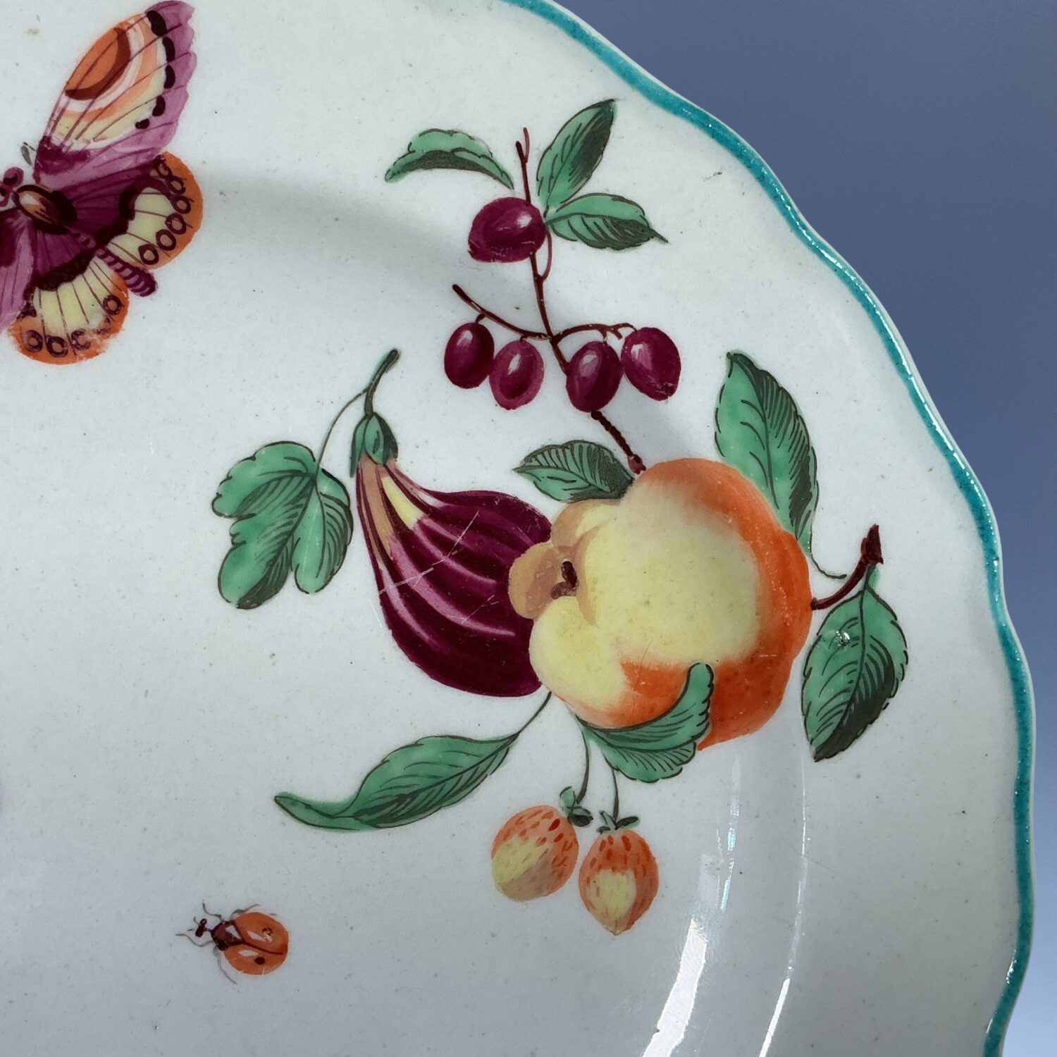 Scarce Chelsea Derby Plate - James Giles Fruit & Insects. - Image 3