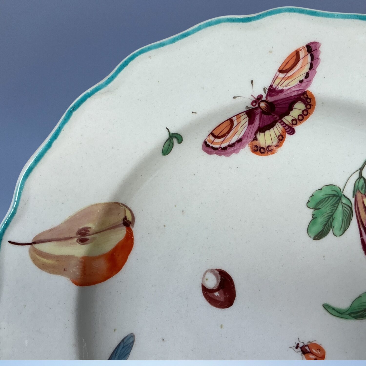 Scarce Chelsea Derby Plate - James Giles Fruit & Insects. - Image 4