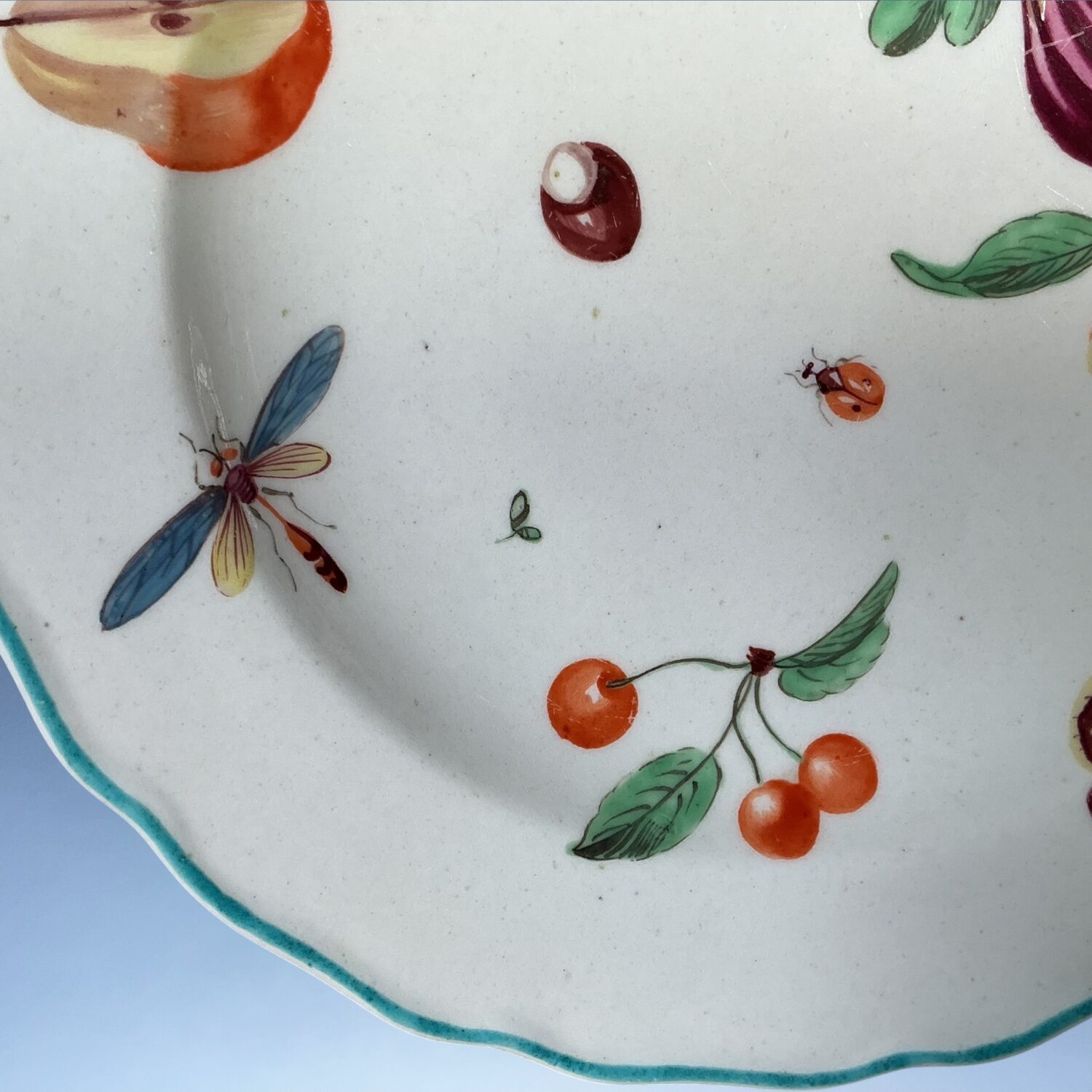 Scarce Chelsea Derby Plate - James Giles Fruit & Insects. - Image 5