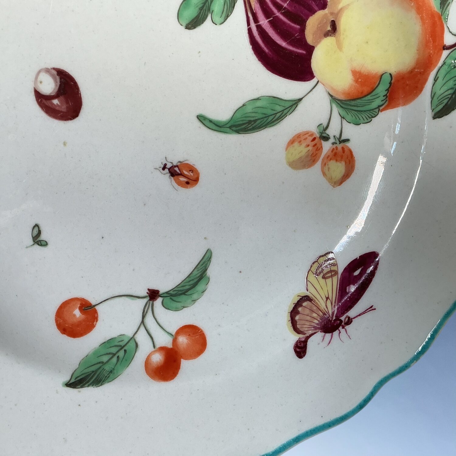 Scarce Chelsea Derby Plate - James Giles Fruit & Insects. - Image 6