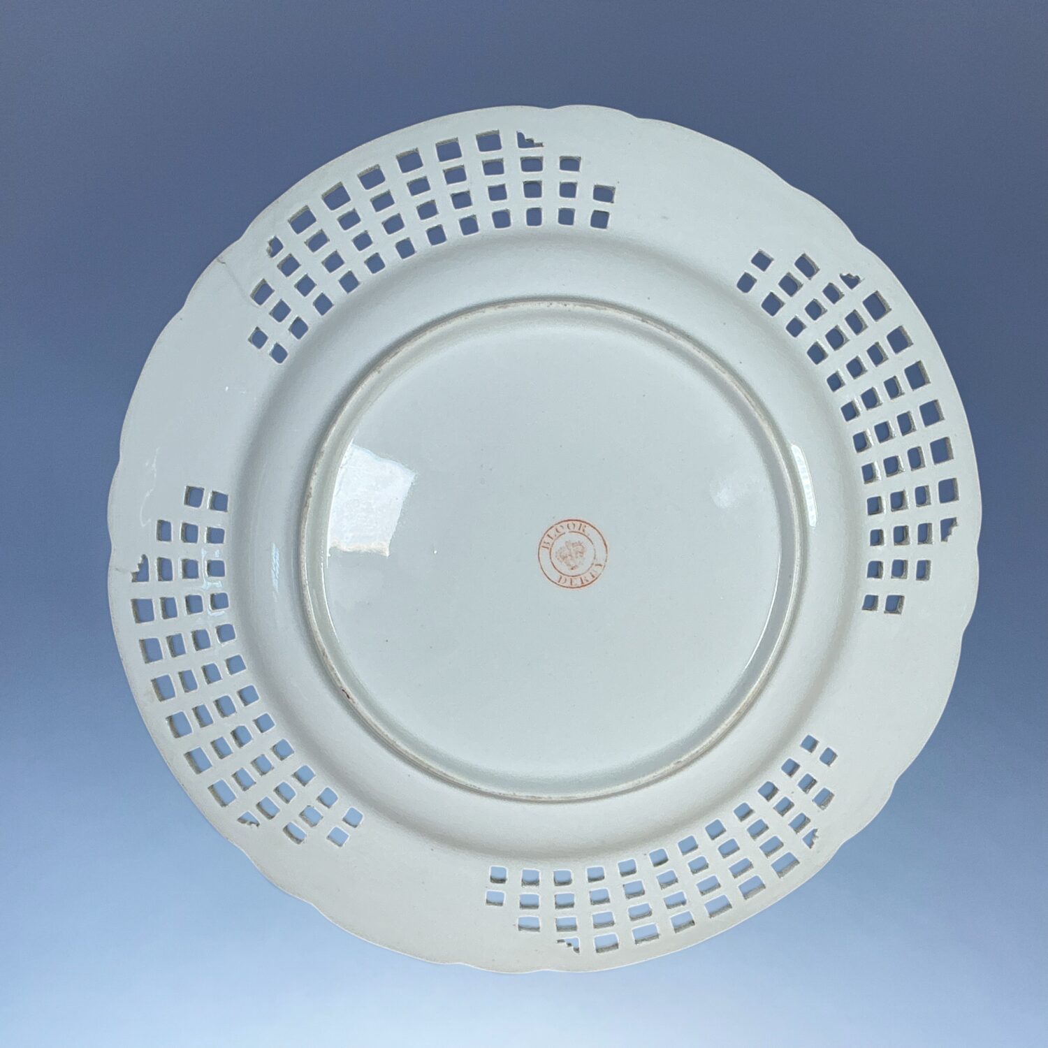 C19th Derby Botanical Plate with Lattice Border. - Image 3