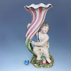 C19th Staffordshire Cherub & Cornucopia Spill Holder.
