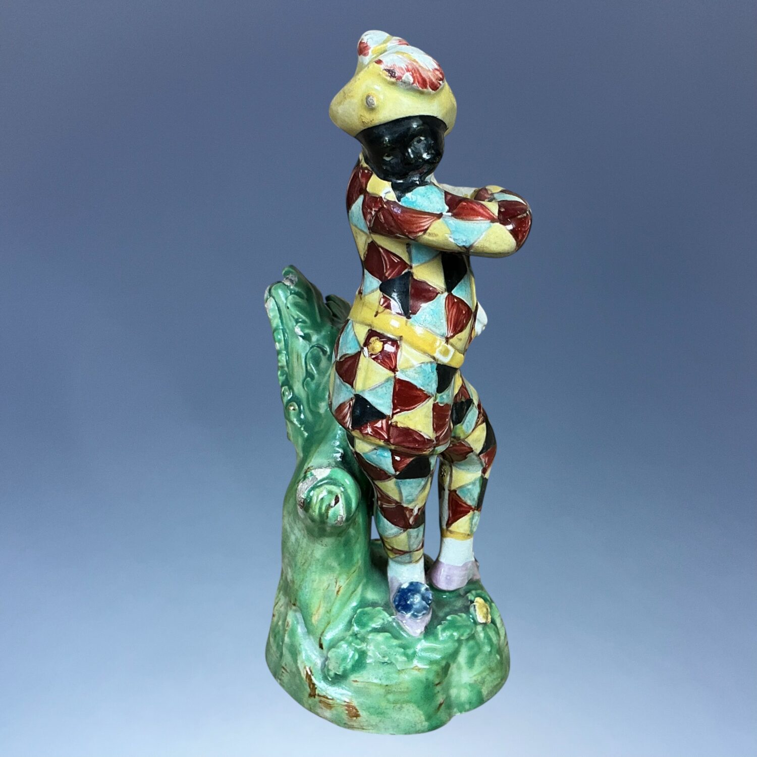 C19th Staffordshire Pottery Figure of Harlequin - Image 2