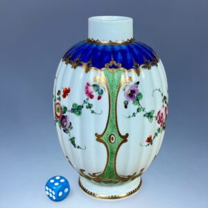 Dr Wall Worcester Porcelain Fluted Tea Caddy