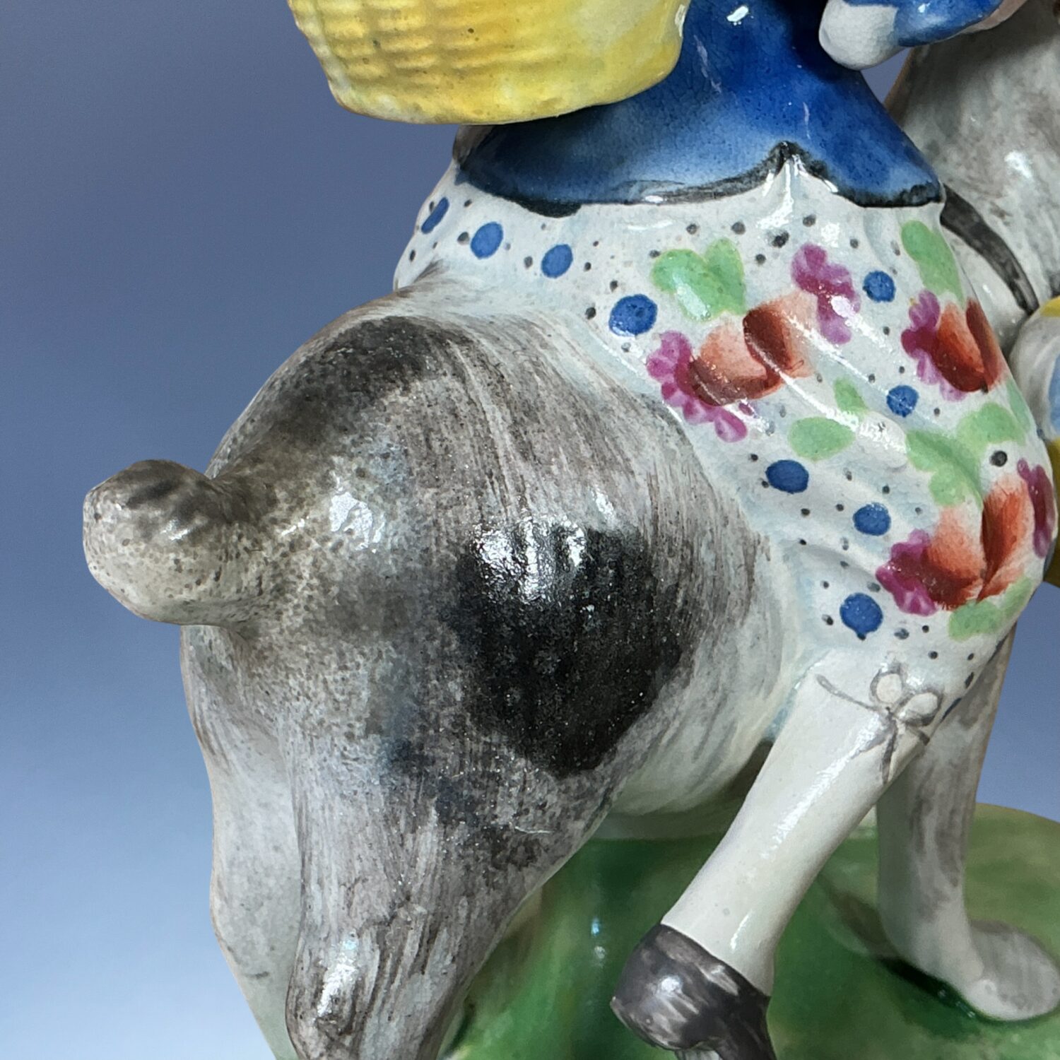 Staffordshire Pottery Figure - Welch Tailor’s Wife Riding a Goat. - Image 4