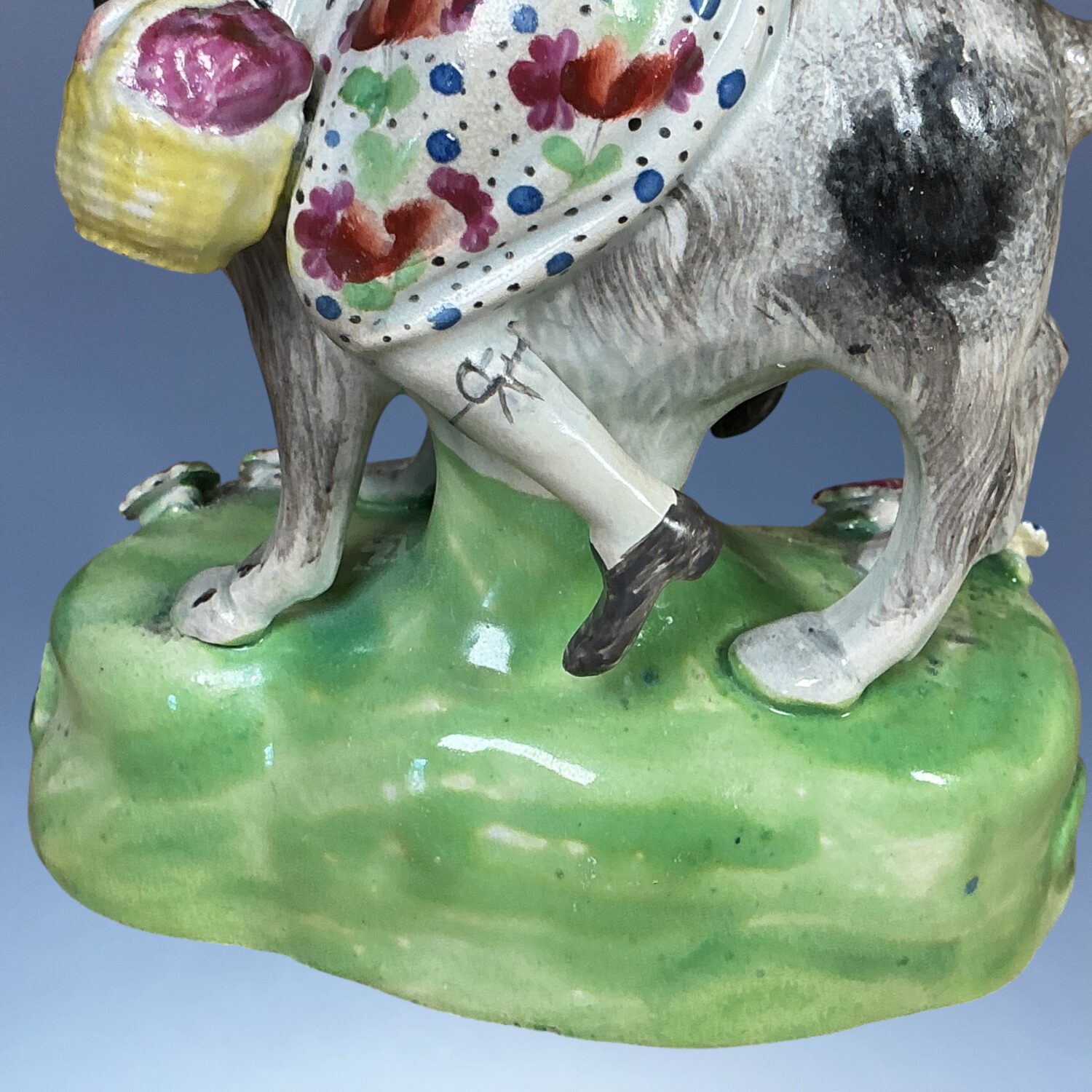 Staffordshire Pottery Figure - Welch Tailor’s Wife Riding a Goat. - Image 7