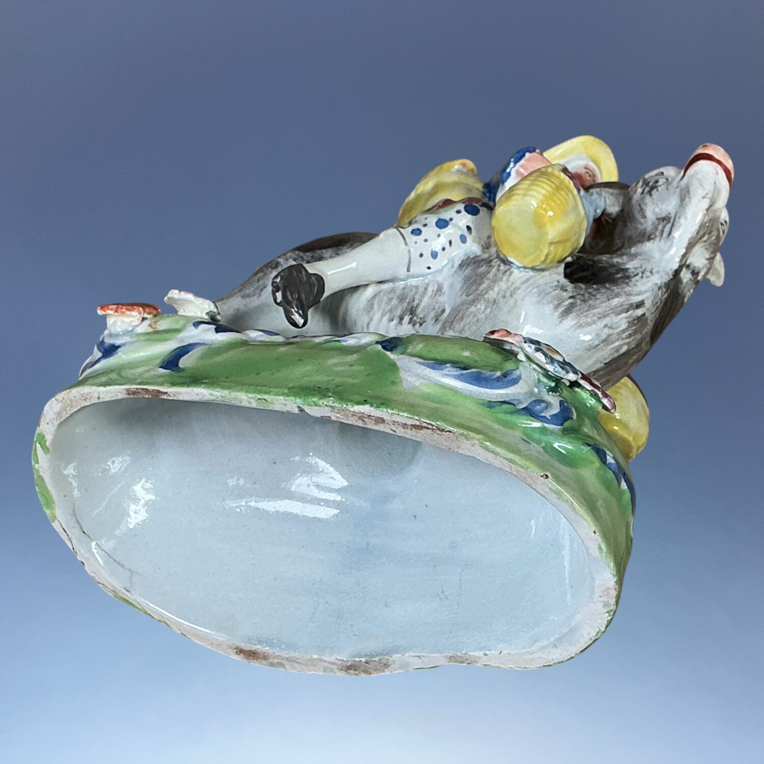 Staffordshire Pottery Figure - Welch Tailor’s Wife Riding a Goat. - Image 8