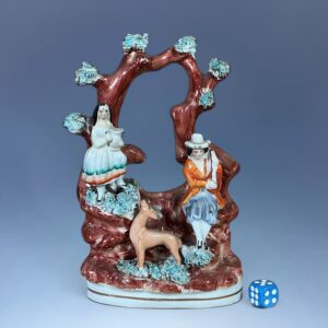 Victorian Staffordshire Arbour Group - Figures With a Deer.