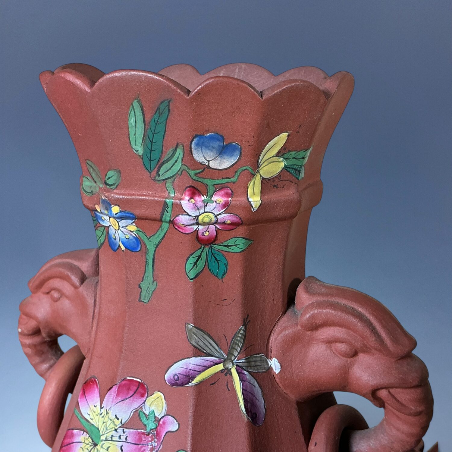 Pair of C19th English - Enamelled Terracotta Vases - Image 4