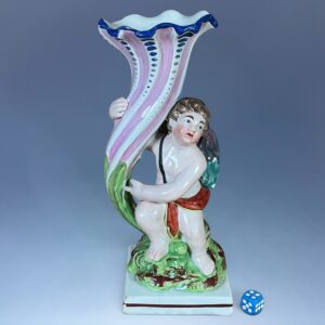 C19th Staffordshire Pearlware Cornucopia with Winged Putto