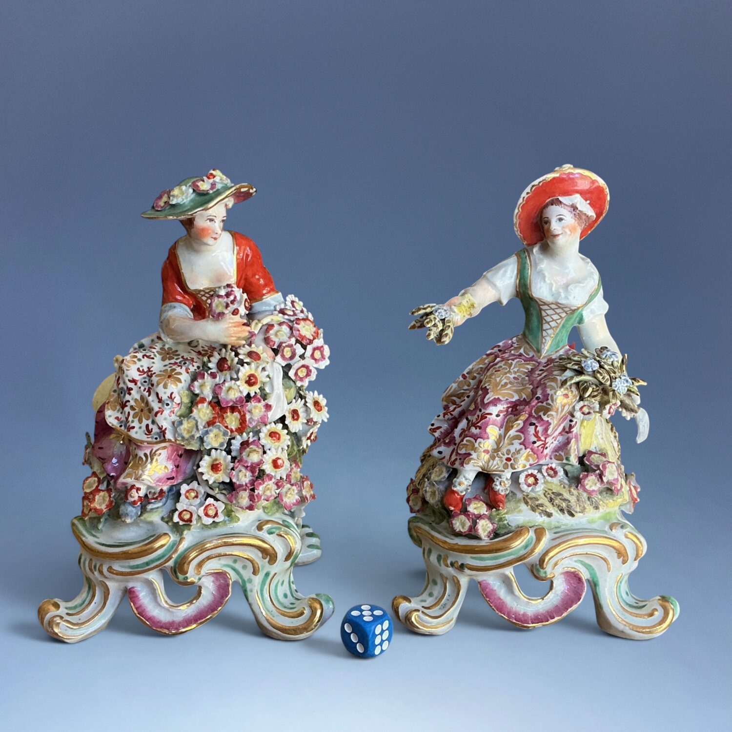 Pair of Bow Porcelain Seasons - Spring and Summer