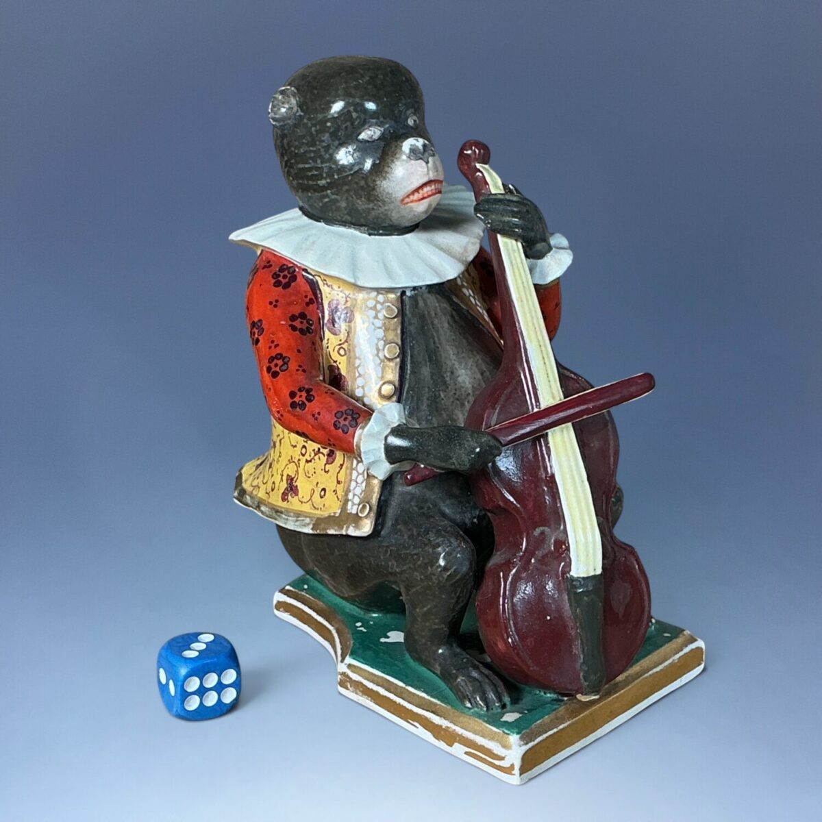 (Clearance) C19th Derby Porcelain Monkey Musician – Cellist.