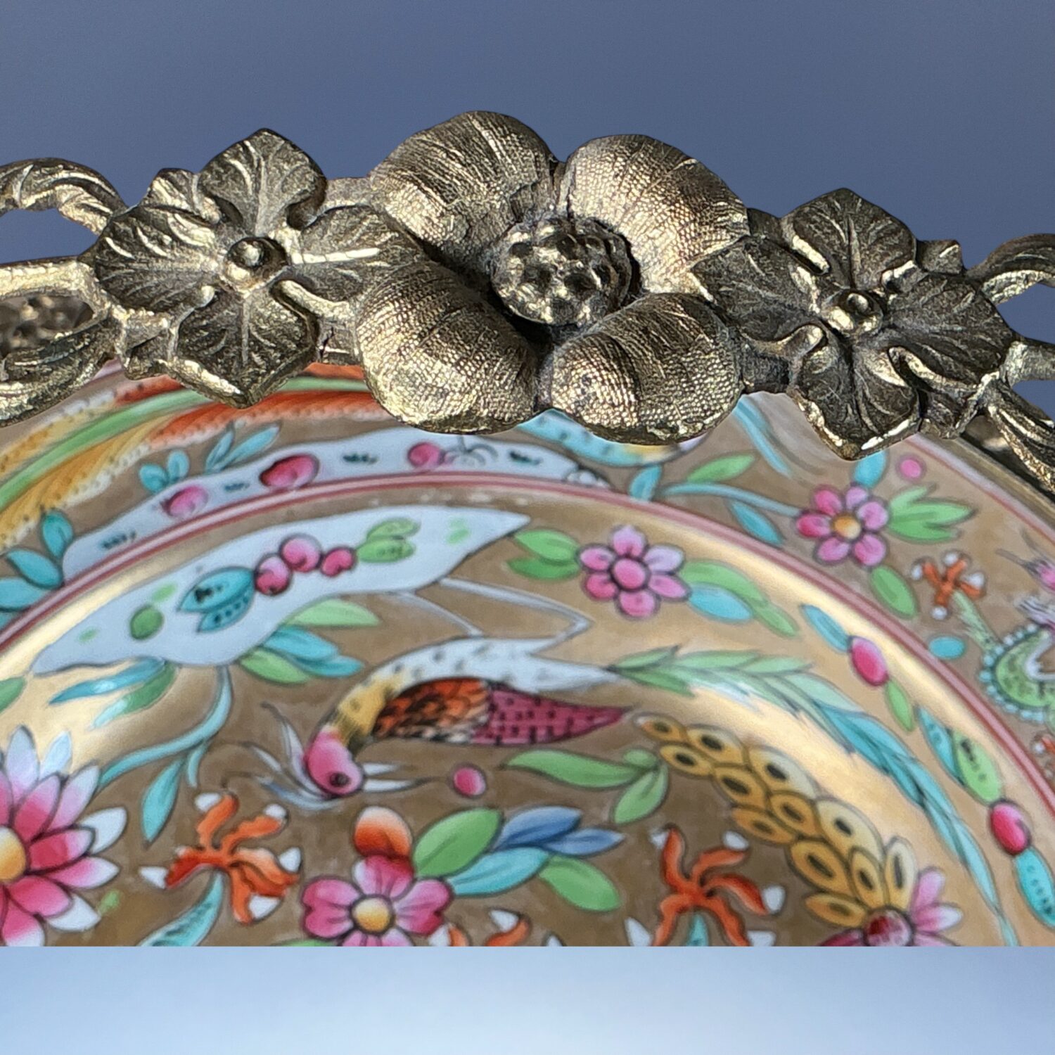 C19th English Porcelain, Ormolu Mounted Basket. - Image 3