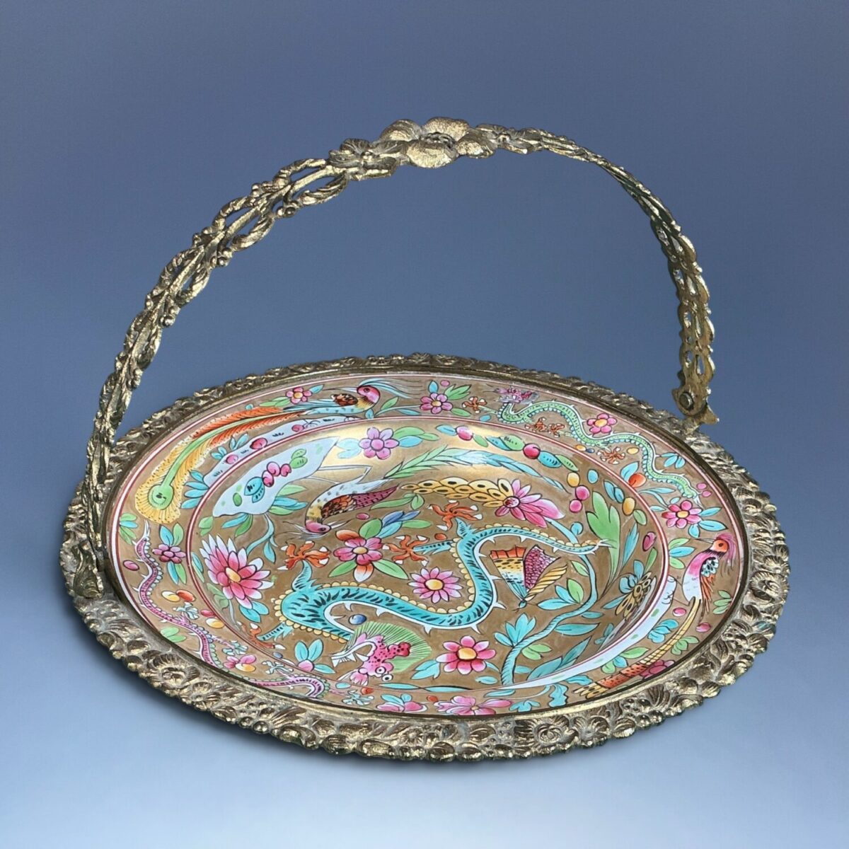 C19th English Porcelain, Ormolu Mounted Basket.