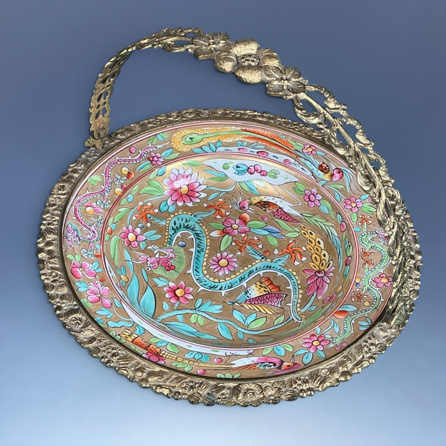 C19th English Porcelain, Ormolu Mounted Basket. - Image 7